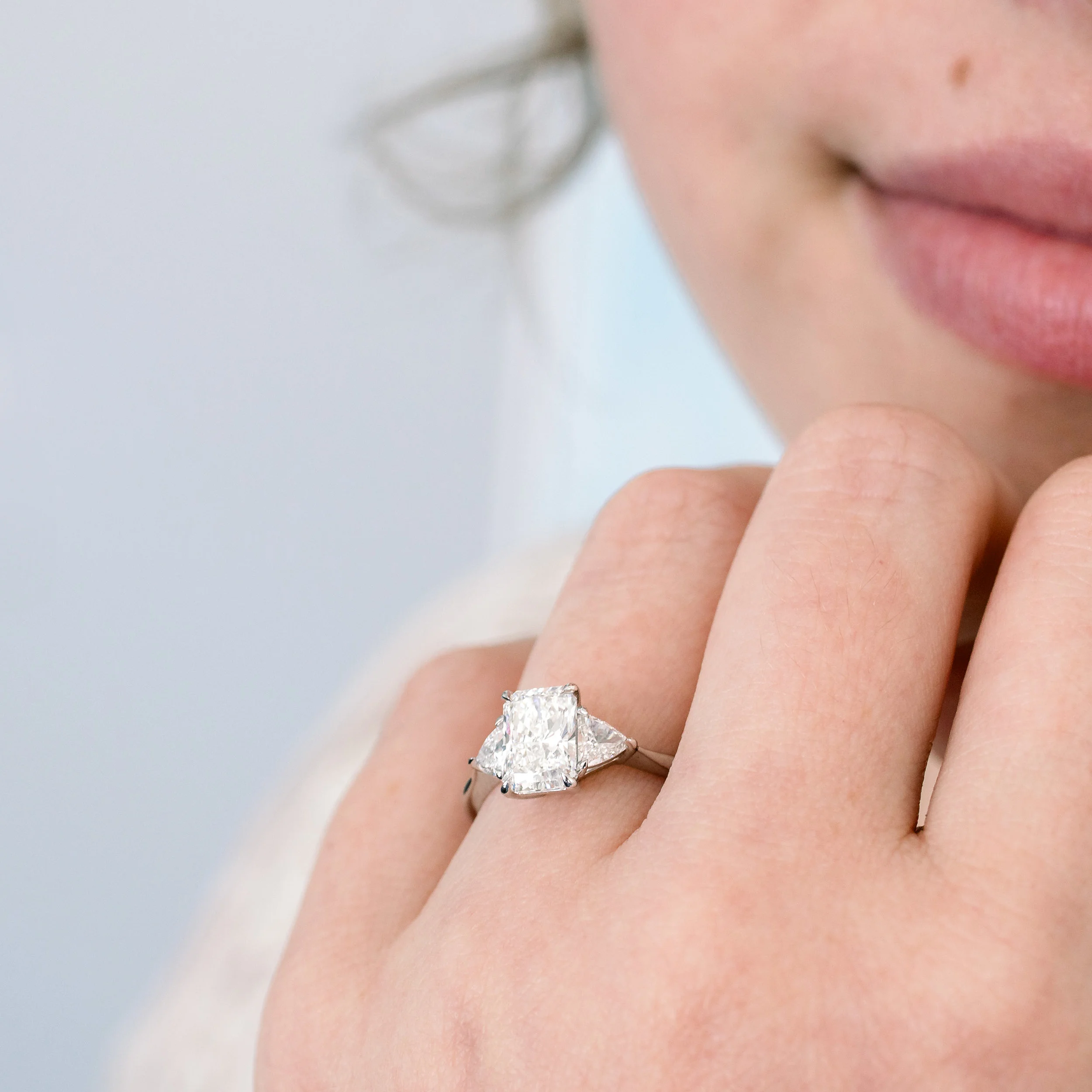 1.5 ctw Lab Diamonds set in Platinum Radiant and Trillion Diamond Engagement Ring (Main View)