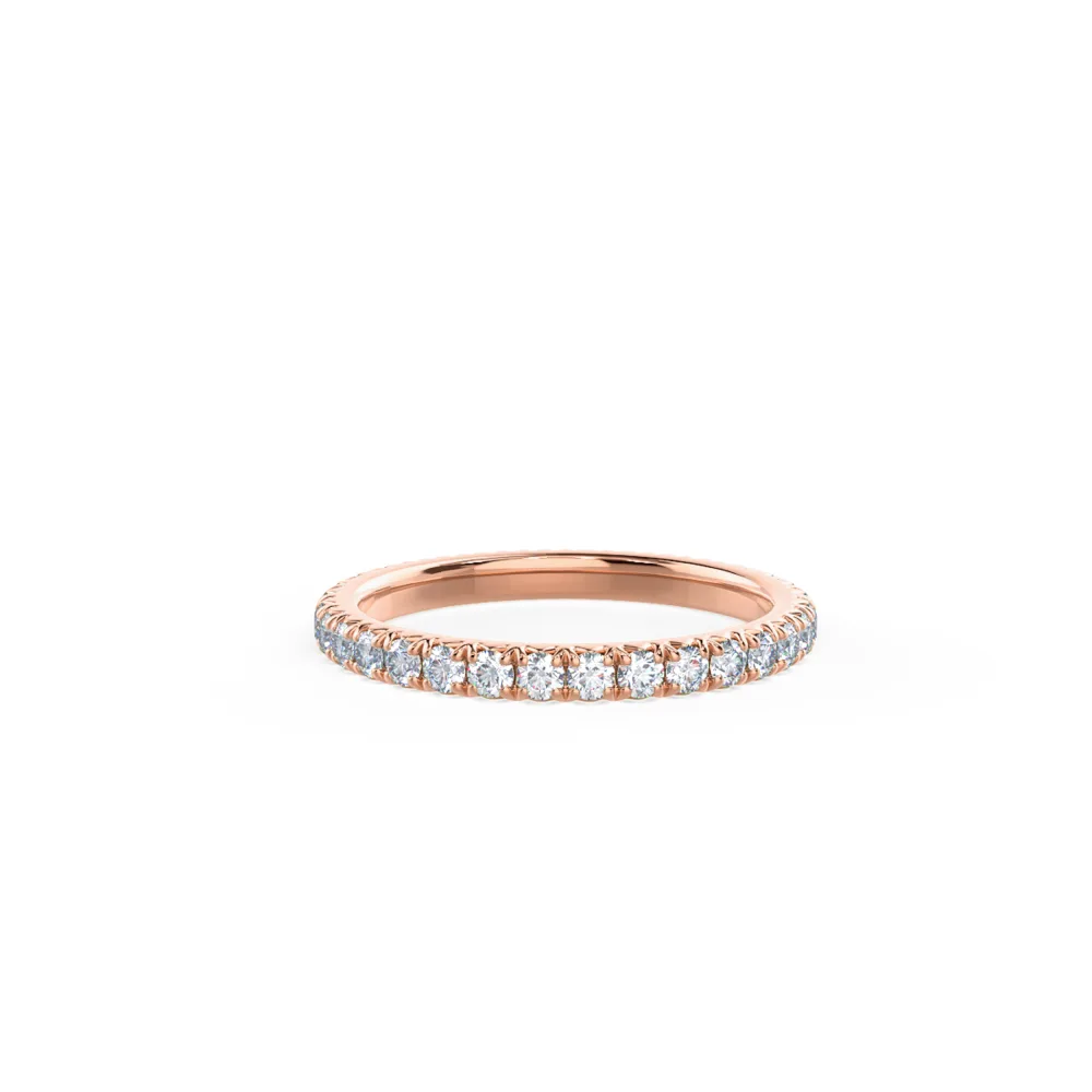 French Pave Lab Grown Diamond Eternity Band Rendering In Rose Gold In Front View AD175