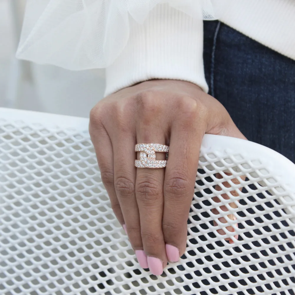 Lovelock Lab Created Diamond Fashion Ring on Hand Design-092