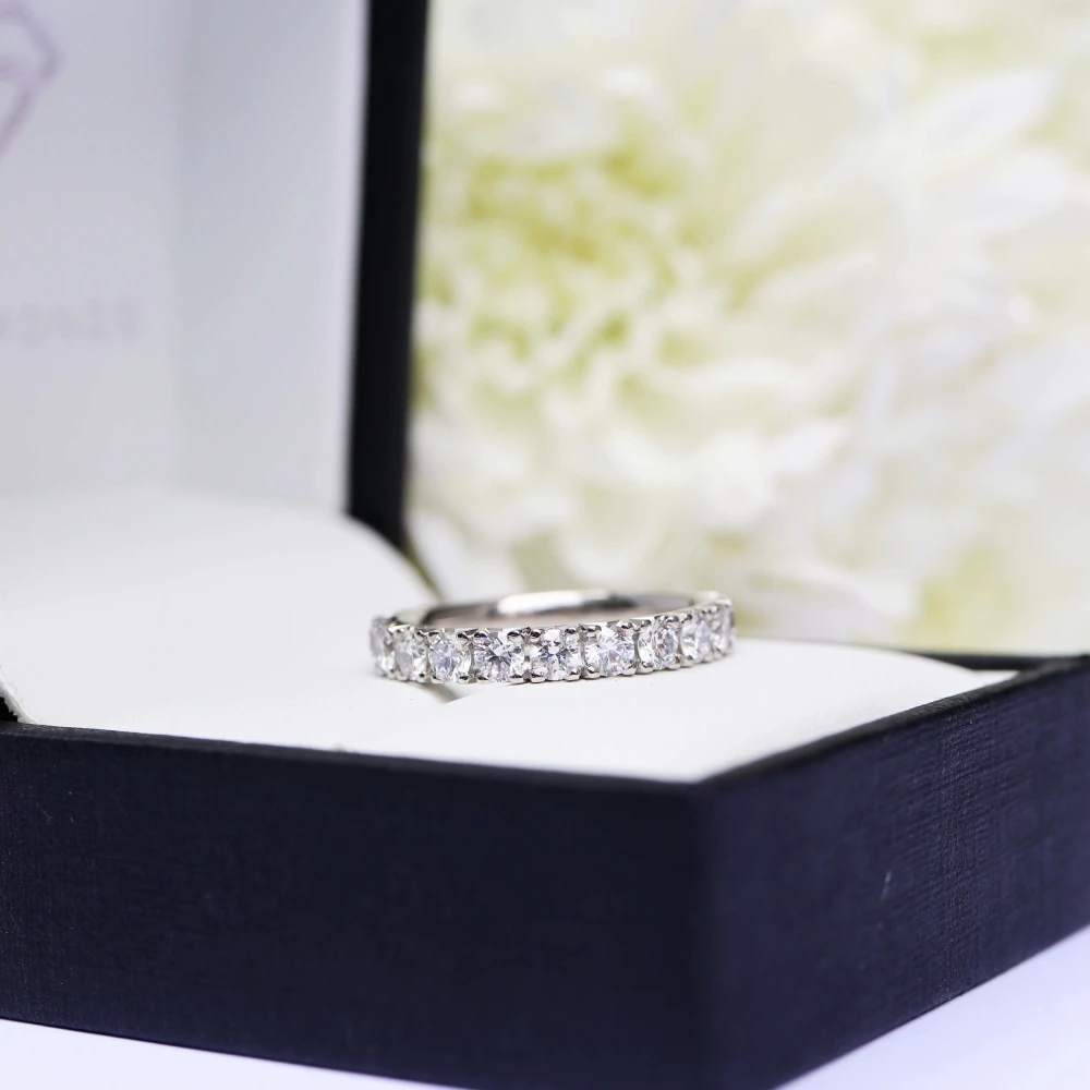 French Pave Lab Grown Diamond Eternity Band In Box AD175
