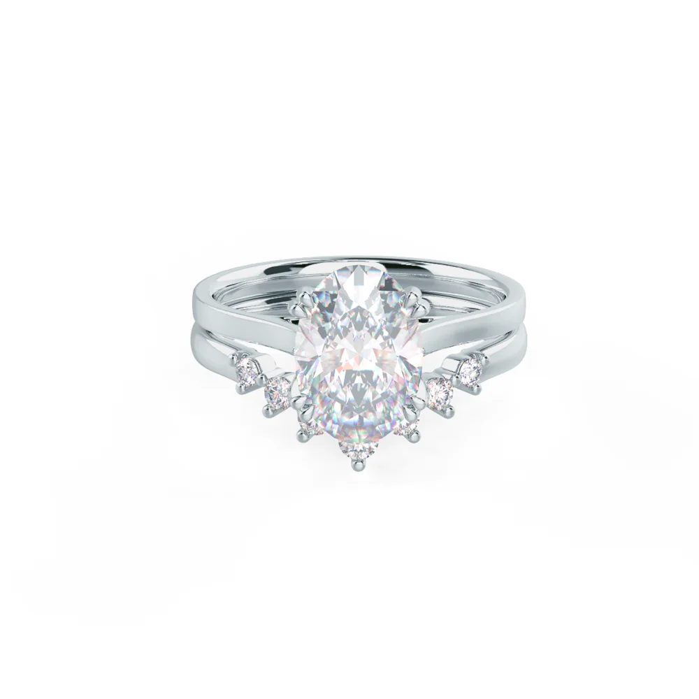 Lab Grown Diamond Nesting Wedding Band Rendering With Engagement Ring In Front View AD258