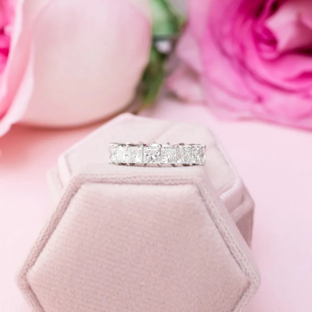 white gold princess cut lab diamond eternity band 5 carat ada diamonds design ad 194