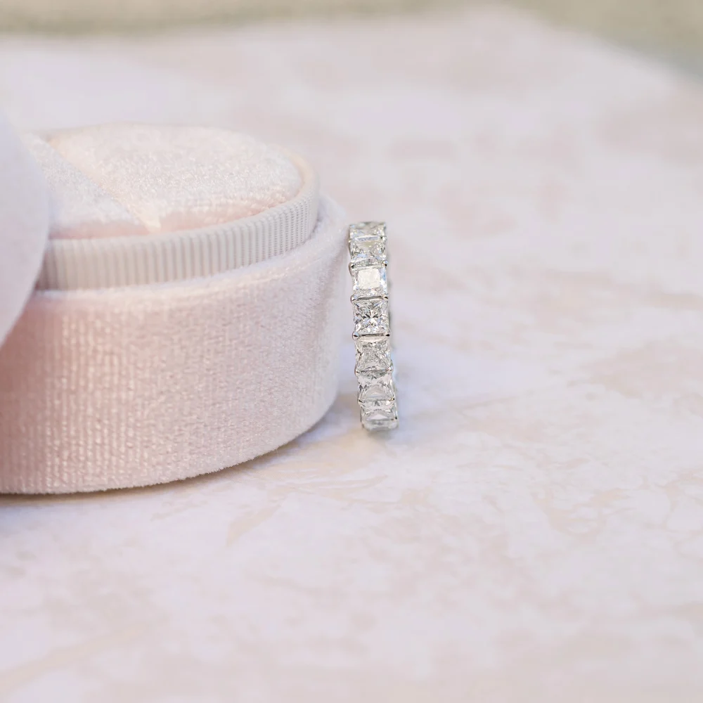 Platinum 5 Carat Princess Cut Wedding Band with Lab Diamonds Ada Diamonds Design AD-194 Profile
