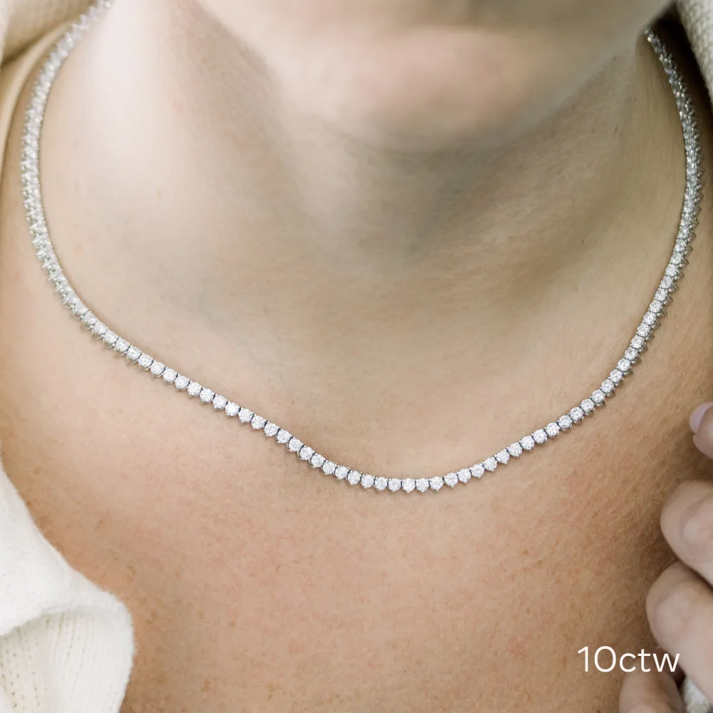 ten carat lab diamond tennis necklace white gold ada diamonds design ad 225