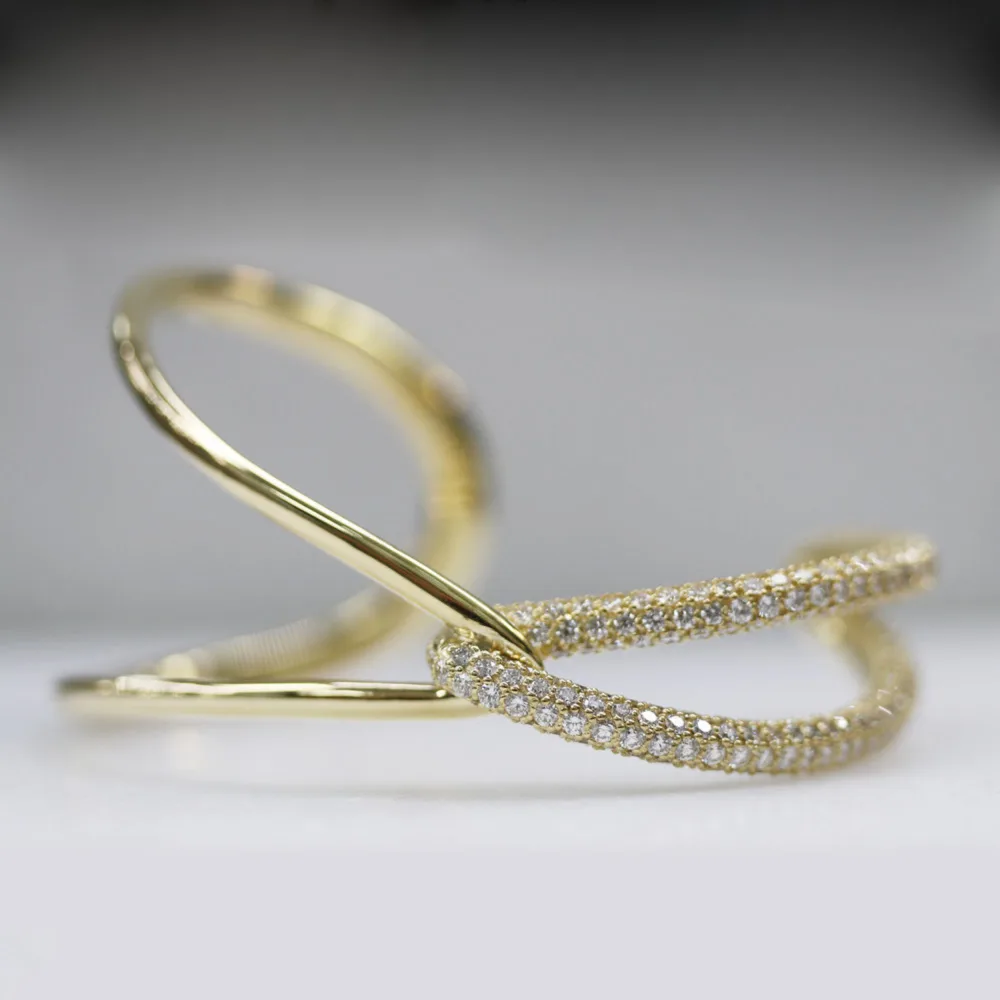 Lovelock Interlocking Lab Created Diamond Cuff Bracelet HD Photo Design-093
