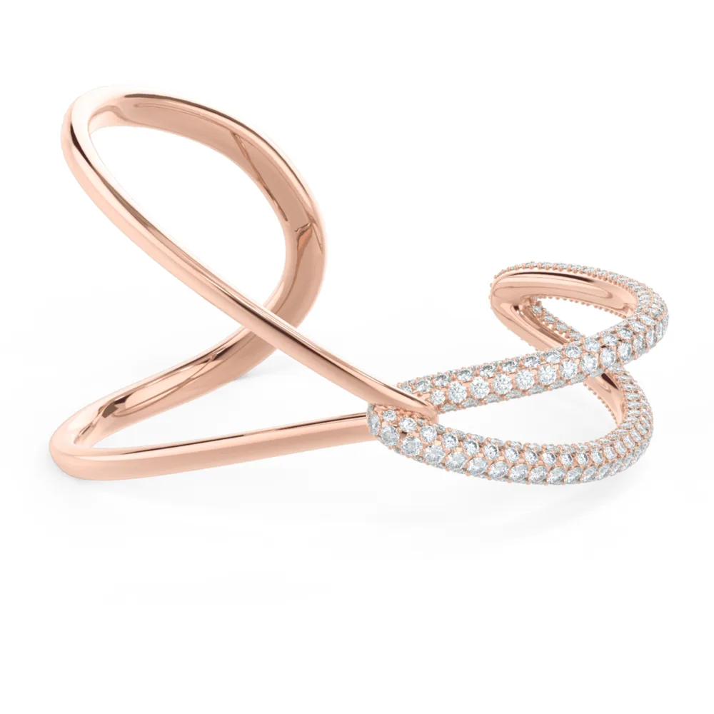 Lovelock Interlocking Lab Created Diamond Cuff Bracelet in Rose Gold Design-093