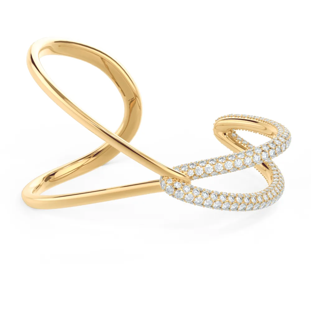 Lovelock Interlocking Lab Created Diamond Cuff Bracelet in Yellow Gold Design-093