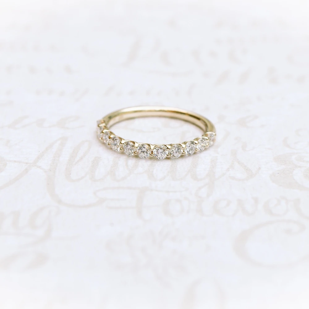 yellow gold french u lab diamond half eternity wedding band ada diamonds design ad 208