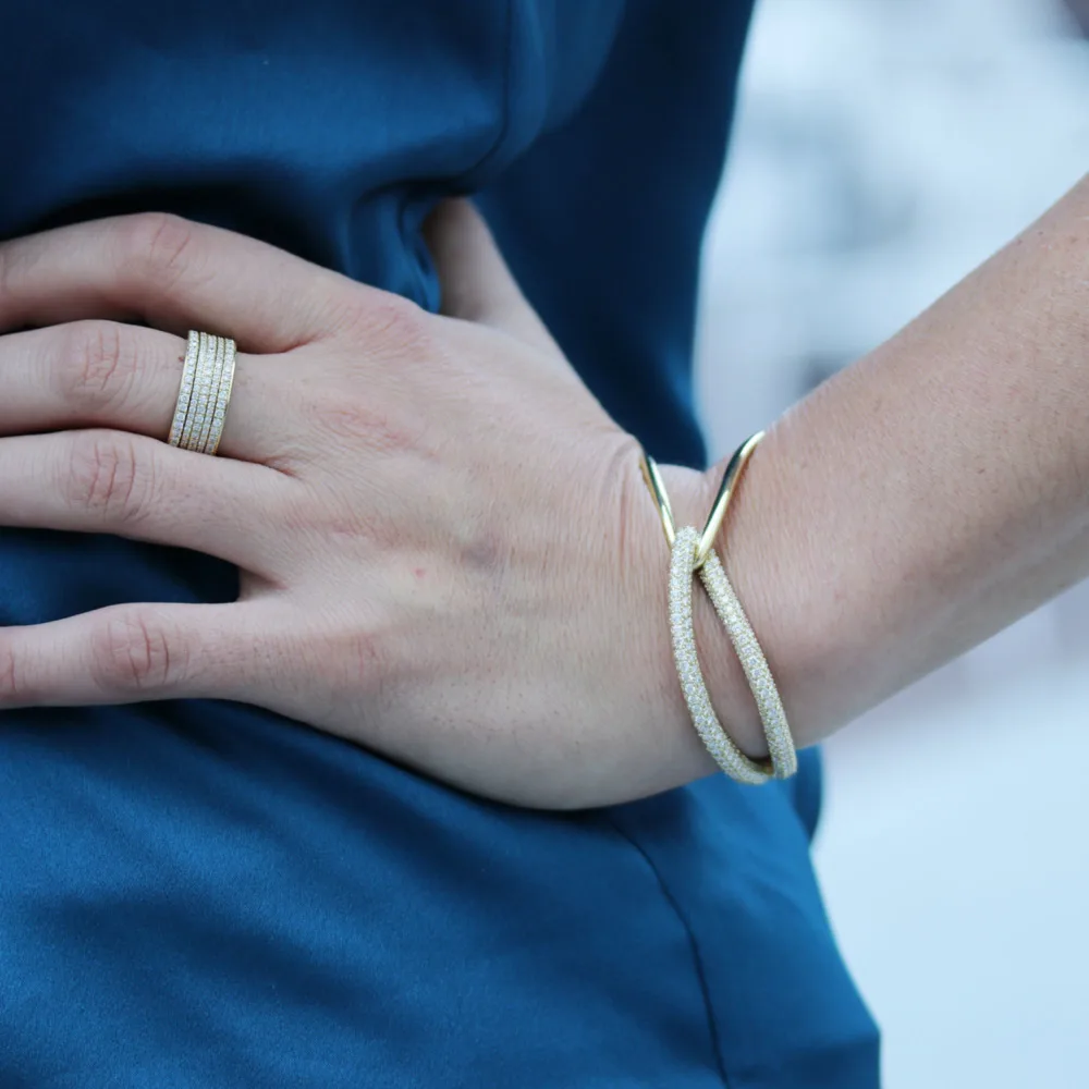 Lovelock Interlocking Lab Created Diamond Cuff Bracelet on Model Design-093