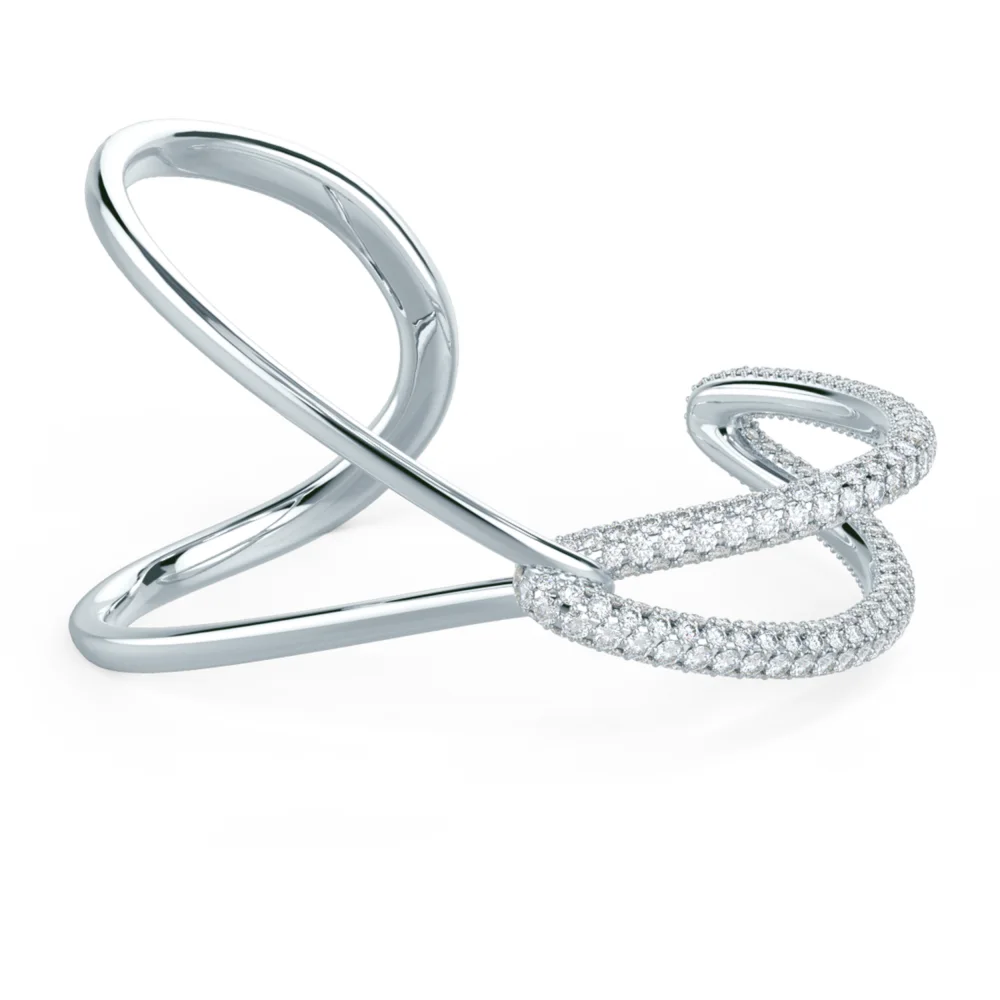 Lovelock Interlocking Lab Created Diamond Cuff Bracelet in Platinum Design-093