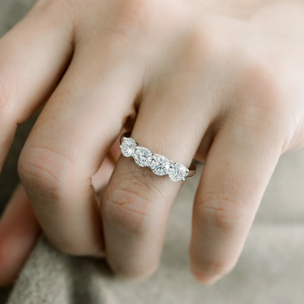 18k White Gold 1.5ct Round Lab Diamond Four Stone Ring Ada Diamonds Design AD-182 on Model