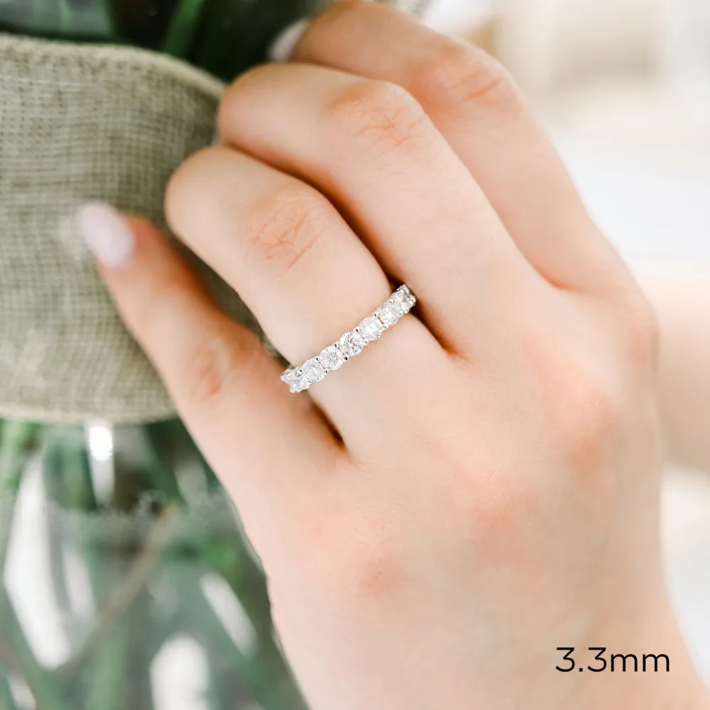 platinum french u 3.3mm round lab grown diamond wedding band ada diamonds design ad 164 on model