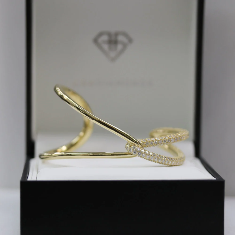Lovelock Interlocking Lab Created Diamond Cuff Bracelet Gift Design-093