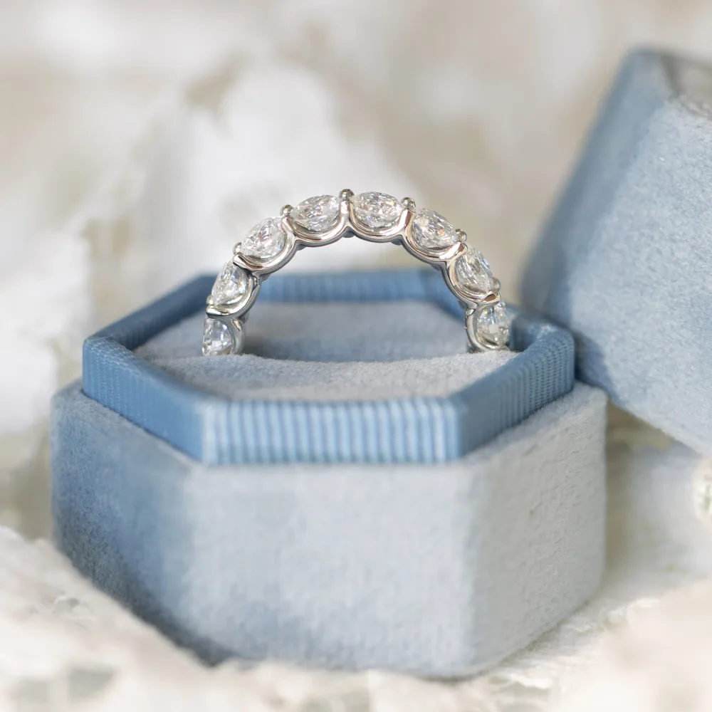Platinum 5 Carat Lab Diamond Wedding Ring with 4.3mm Round Brilliant Lab Diamonds Ada Diamonds Design AD-164 Profile View
