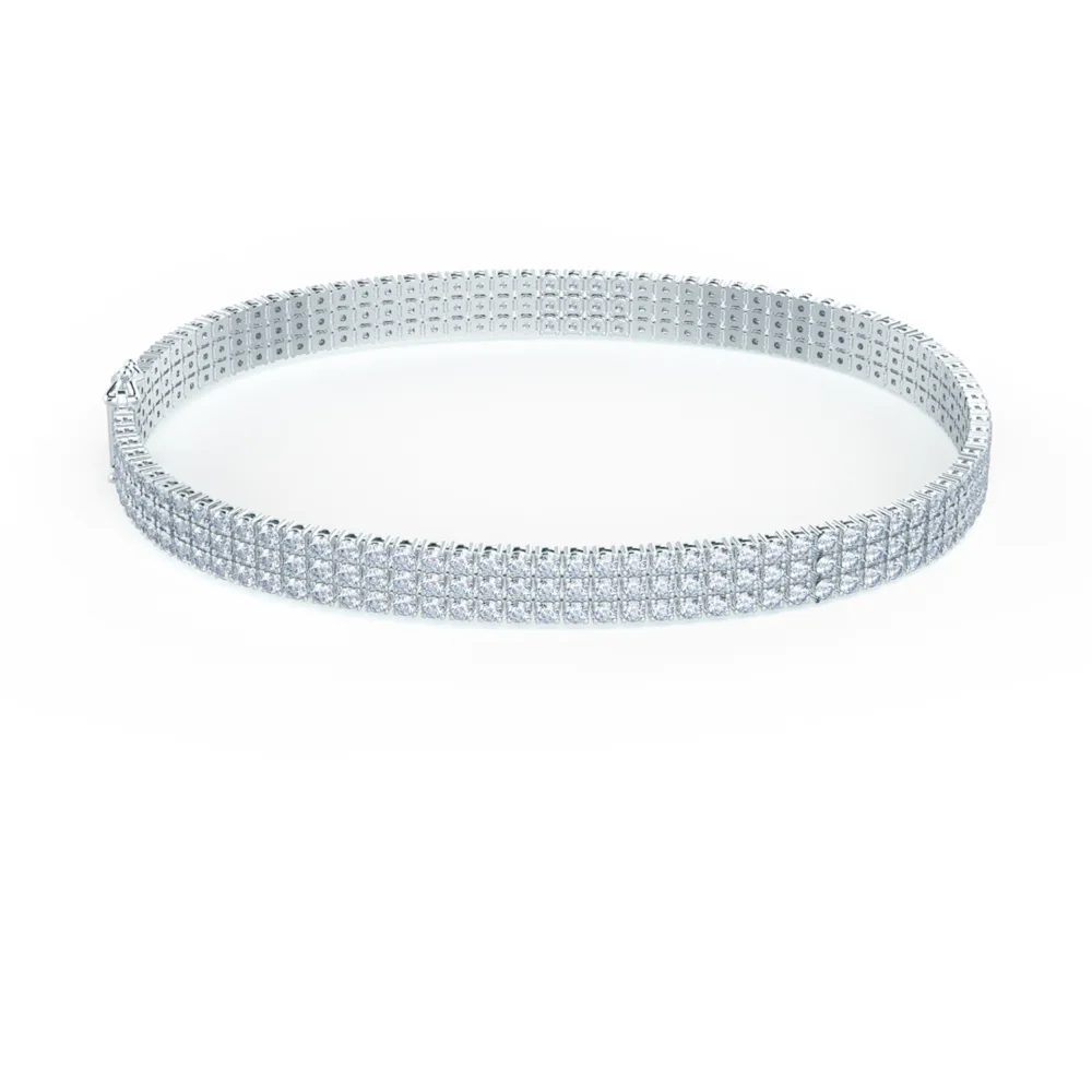 Tennis Three Row Lab Created Diamond Bracelet in Platinum Design-191