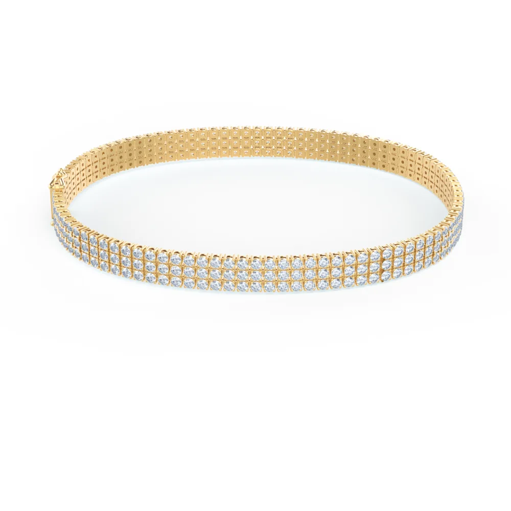 Tennis Three Row Lab Created Diamond Bracelet in Yellow Gold Design-191