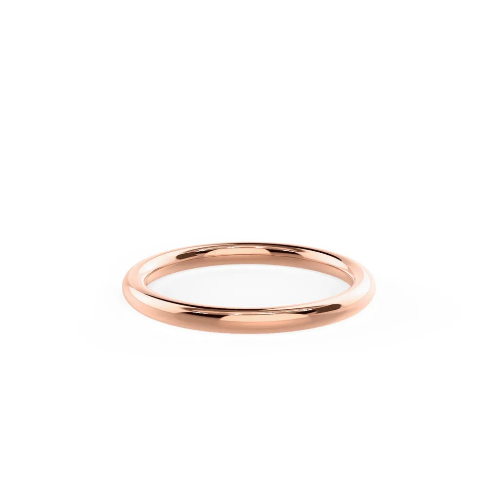Petite Rounded Ring Mens Band Rendering In Rose Gold In Front View Design AD246