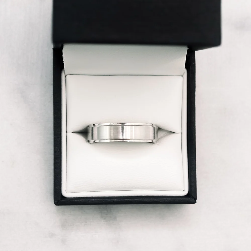 platinum mens matte flat wedding ring ada diamonds design ad 169 in box