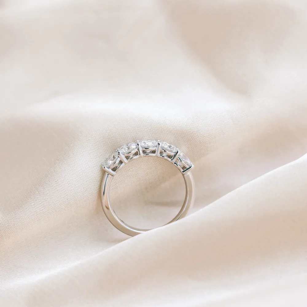 18k white gold round five stone lab diamond wedding band ada diamonds design ad 247 profile