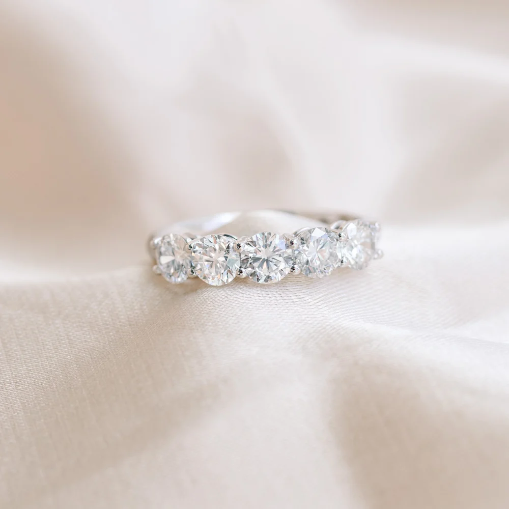 platinum 1.75ct round five stone wedding band ada diamonds design ad 247 macro