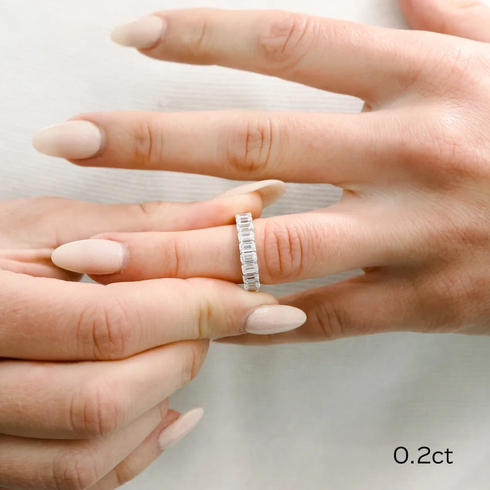 white gold emerald cut lab diamond half band ada diamonds design ad 223 on model