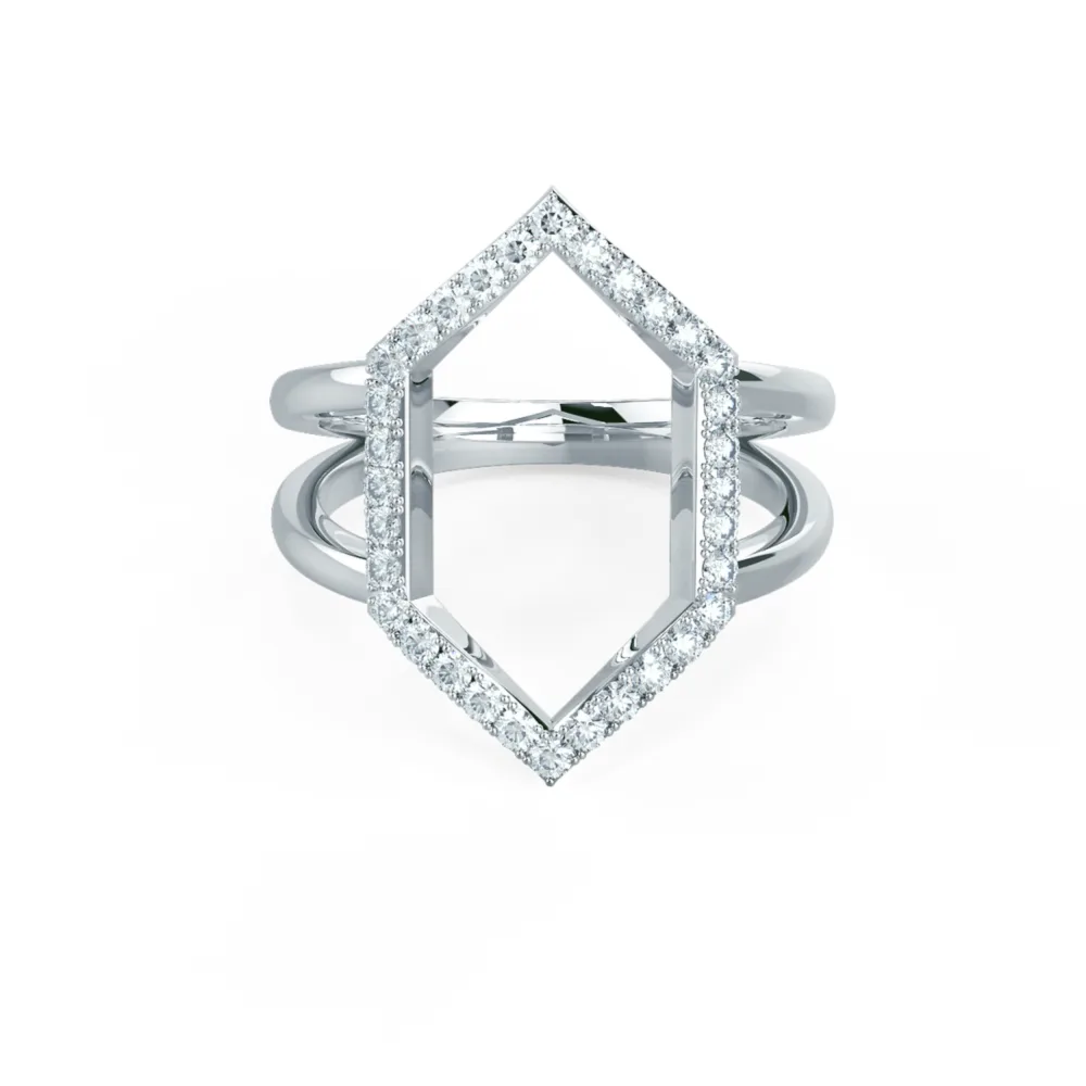 Open Hexagon 6th Element Lab Created Diamond Fashion Ring in Platinum Design-056