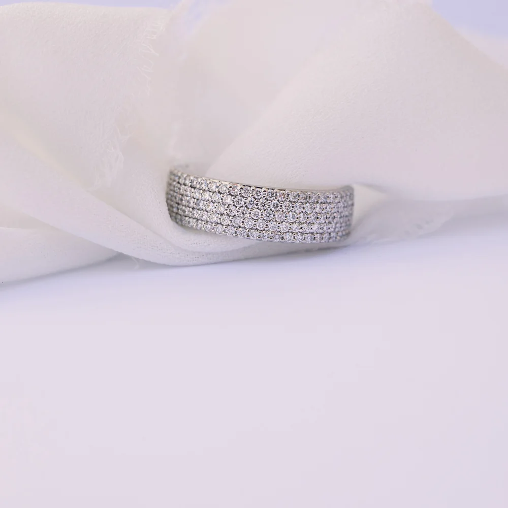 Platinum 1.25 Carat Five Row Pavé Lab Diamond Wedding Band Ada Diamonds Design AD-237 Macro