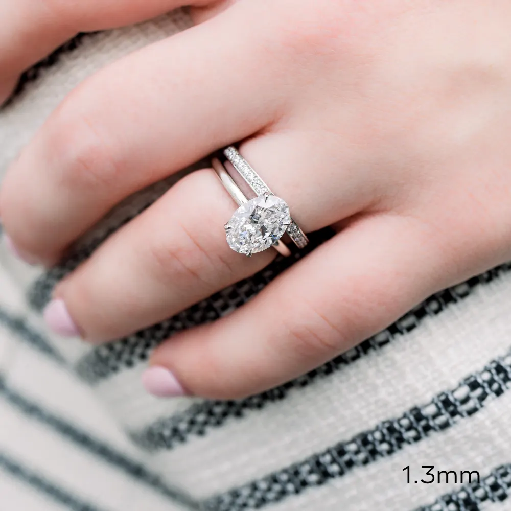 oval lab diamond wedding set with channel set eternity band platinum ada diamonds design ad 089 on model