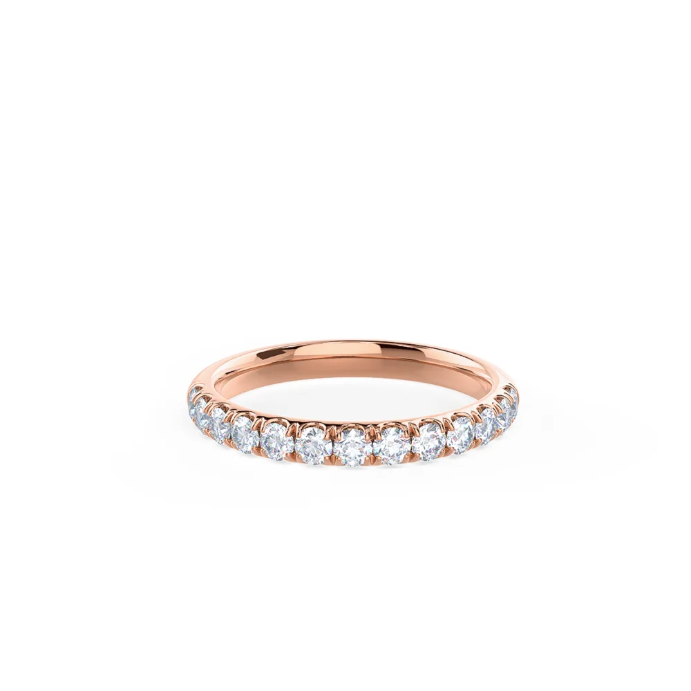 U Pave Lab Created Diamond Half Band Rendering In Rose Gold In Front View AD083