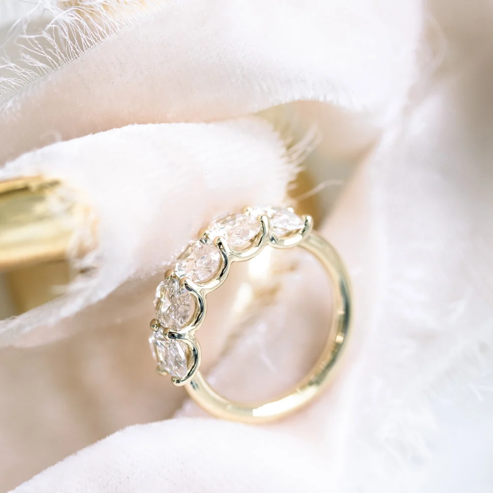 18k yellow gold oval lab diamnd wedding band ada diamonds design ad 238 profile view