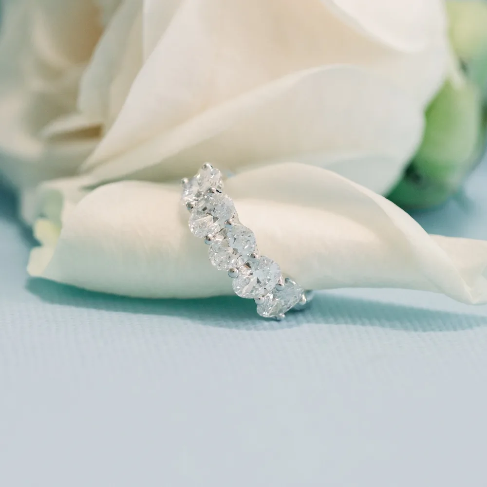 18k white gold 2.5 carat oval lab diamond five stone wedding band ada diamonds design ad238 macro