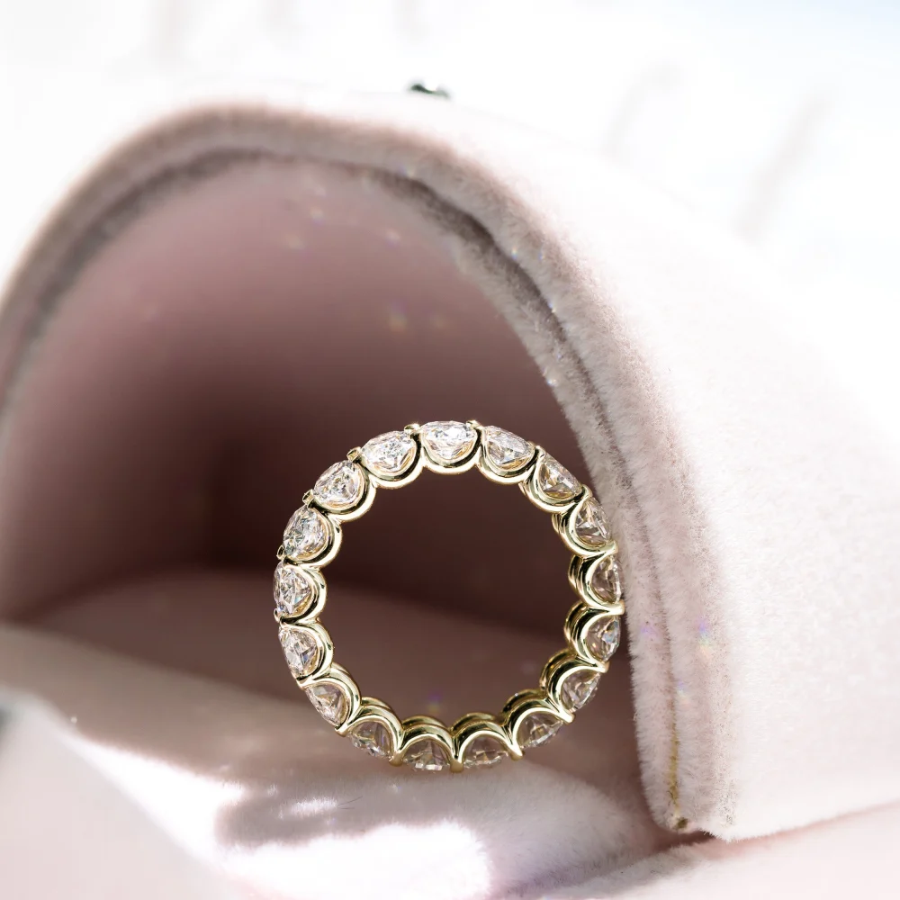 18k yellow gold 5ct oval man made diamond wedding anniversary band eternity coverage ada diamonds design ad 193 profile