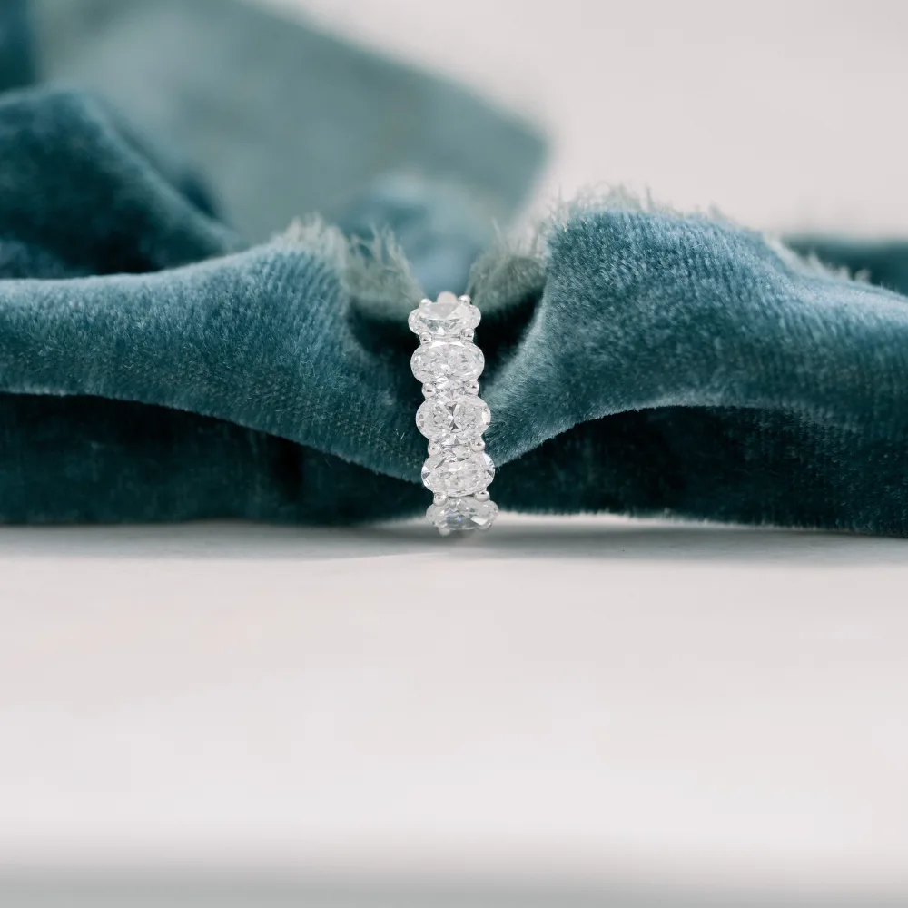 18k white gold 2.5ct oval five stone lab diamond wedding band ada diamonds design ad 238