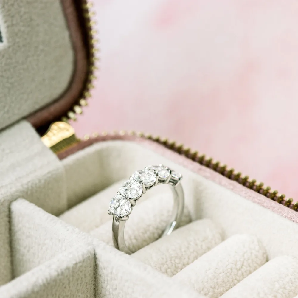 18k white gold two carat oval lab grown diamond five stone ring ada diamonds design ad 238 profile