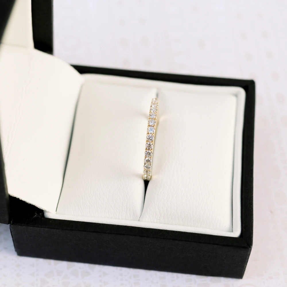 U Pavé Three Quarter Lab Diamond Wedding Band Yellow Gold Ada Diamonds AD-171