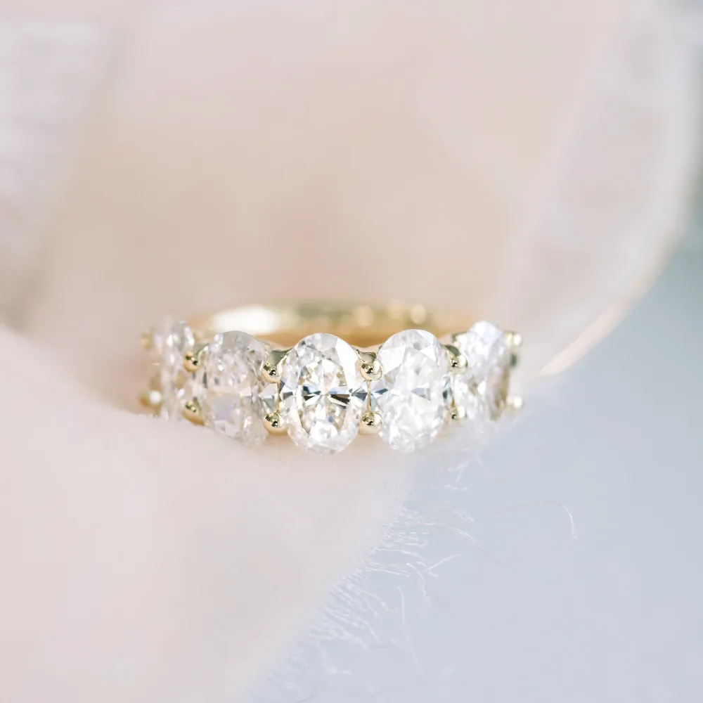 18k yellow gold 2.5 carat oval lab diamond half eternity band ada diamonds design ad 238 macro