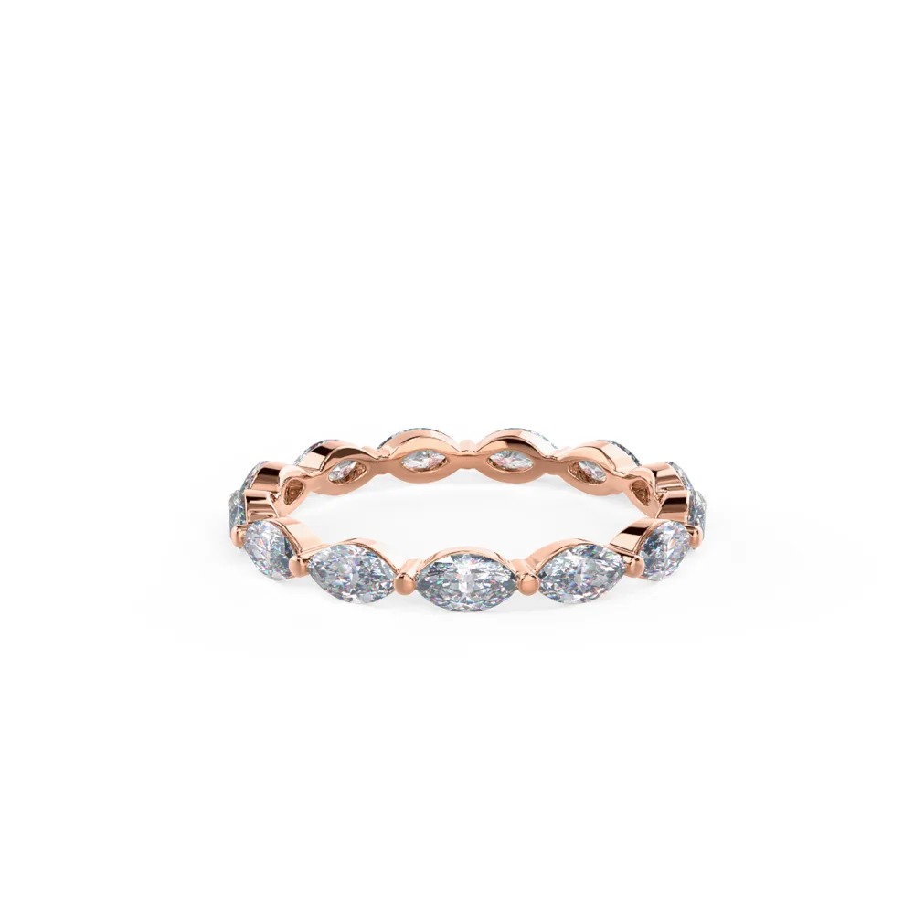 Lab Diamond Marquise Eternity Band Rendering In Rose Gold In Front View AD270