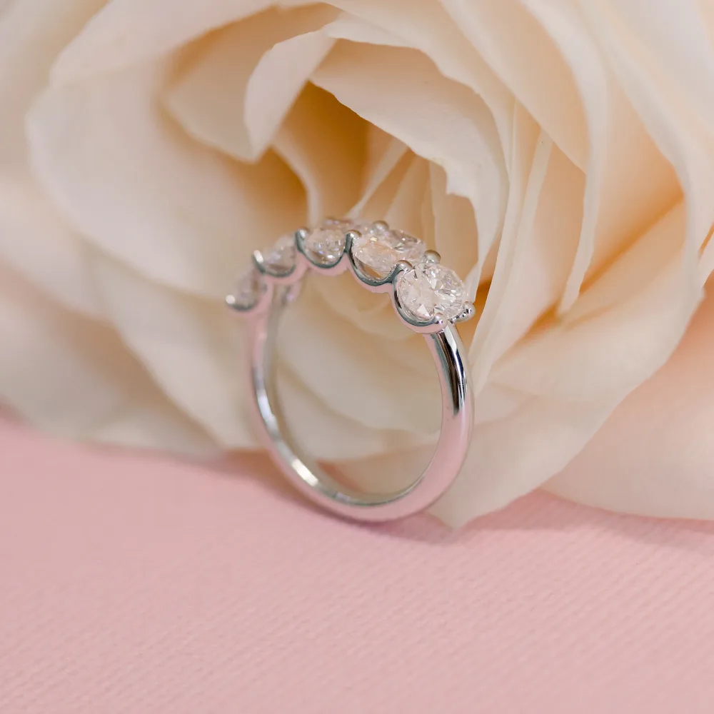 18k white gold 2.5 carat oval five stone lab diamond engagement ring ada diamonds design ad 238 profile