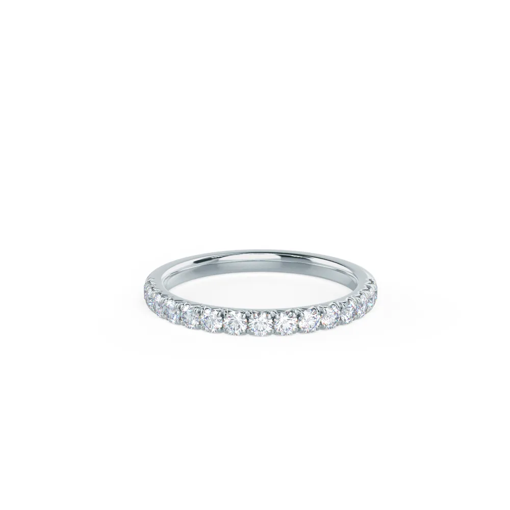 French Pave Lab Created Diamond Half Band Rendering In Front View Design AD249