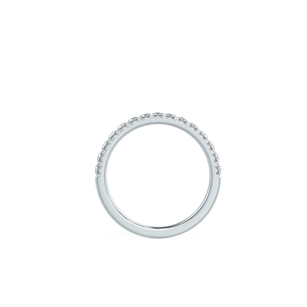 French Pave Lab Created Diamond Half Band Rendering In Profile View Design AD249
