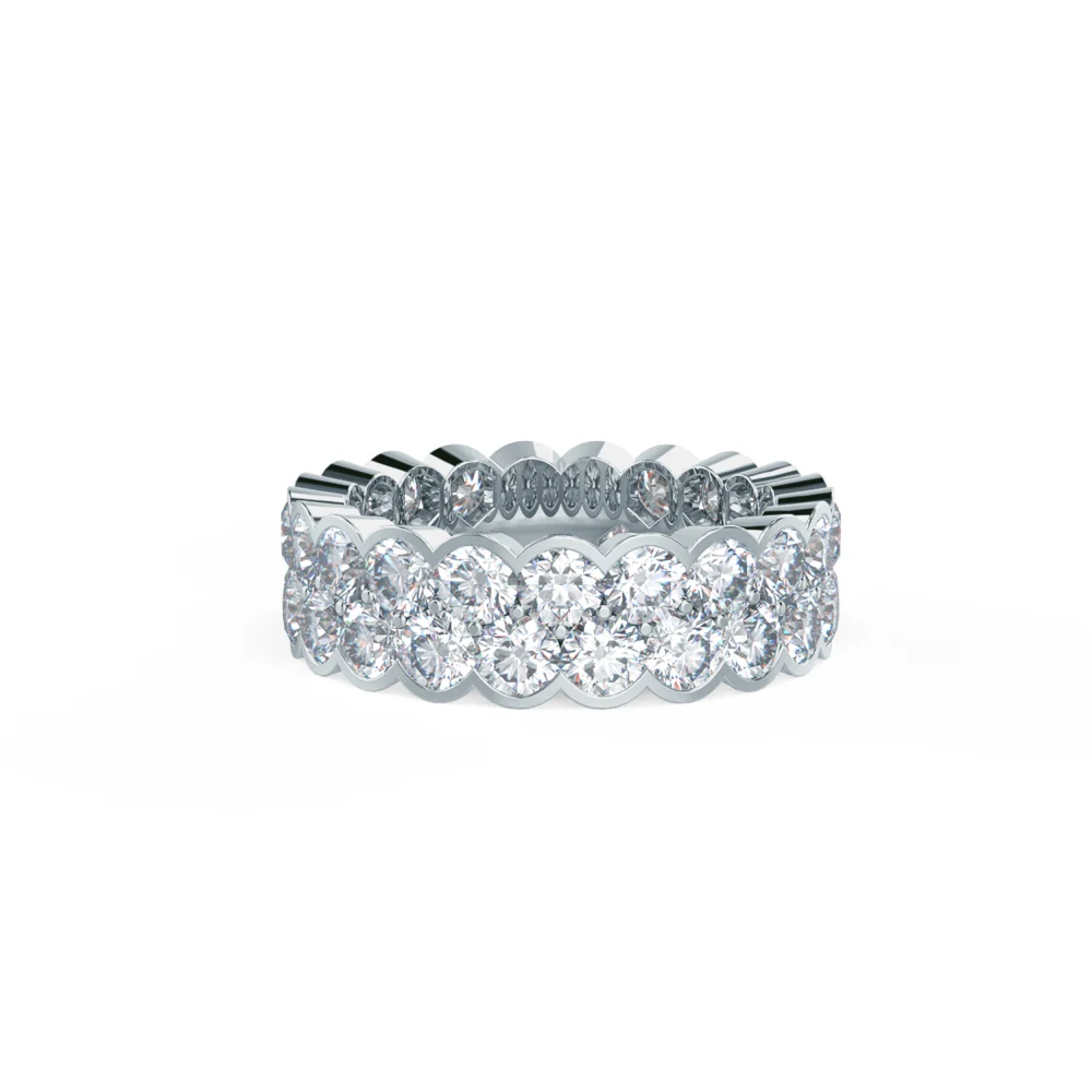 Ada Diamonds Lab Created Diamond Two Row Bezel Wedding Band Rendering In Front View AD232