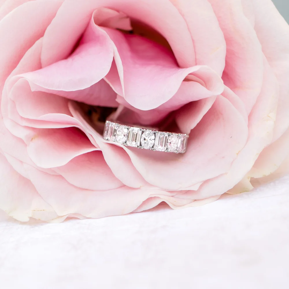 platinum emerald cut and oval lab diamond right hand ring ada diamonds design ad290