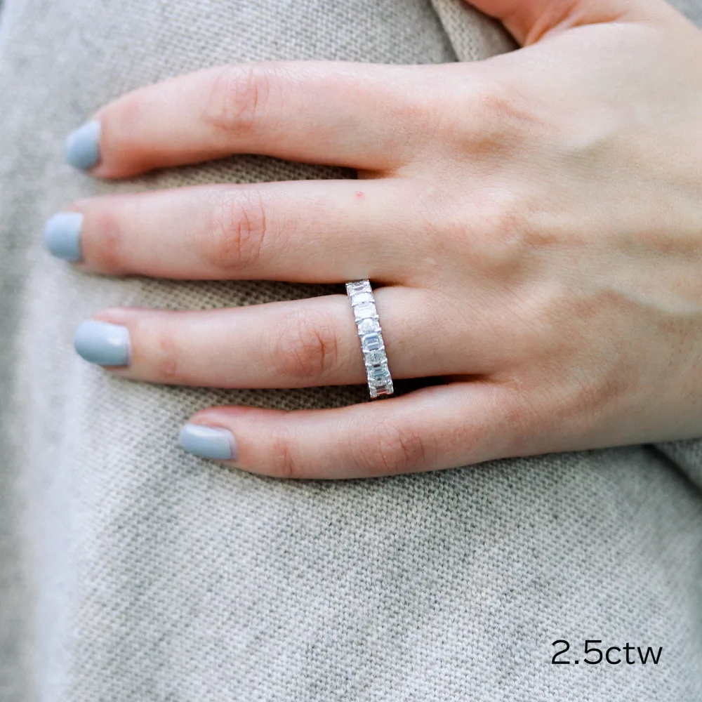 platinum emerald cut and oval lab created diamond engagement ring ada diamonds design ad 290 on model