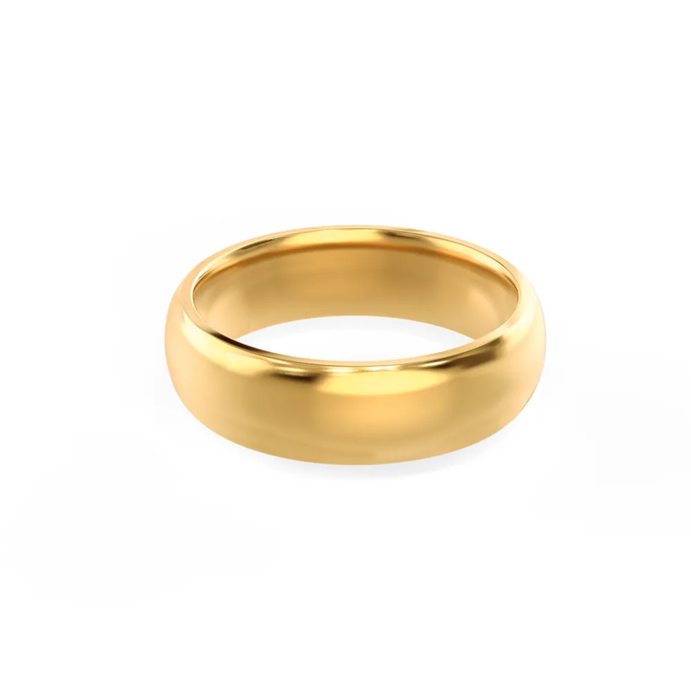 Men's Matte Rounded Wedding Band in Yellow Gold Design-205