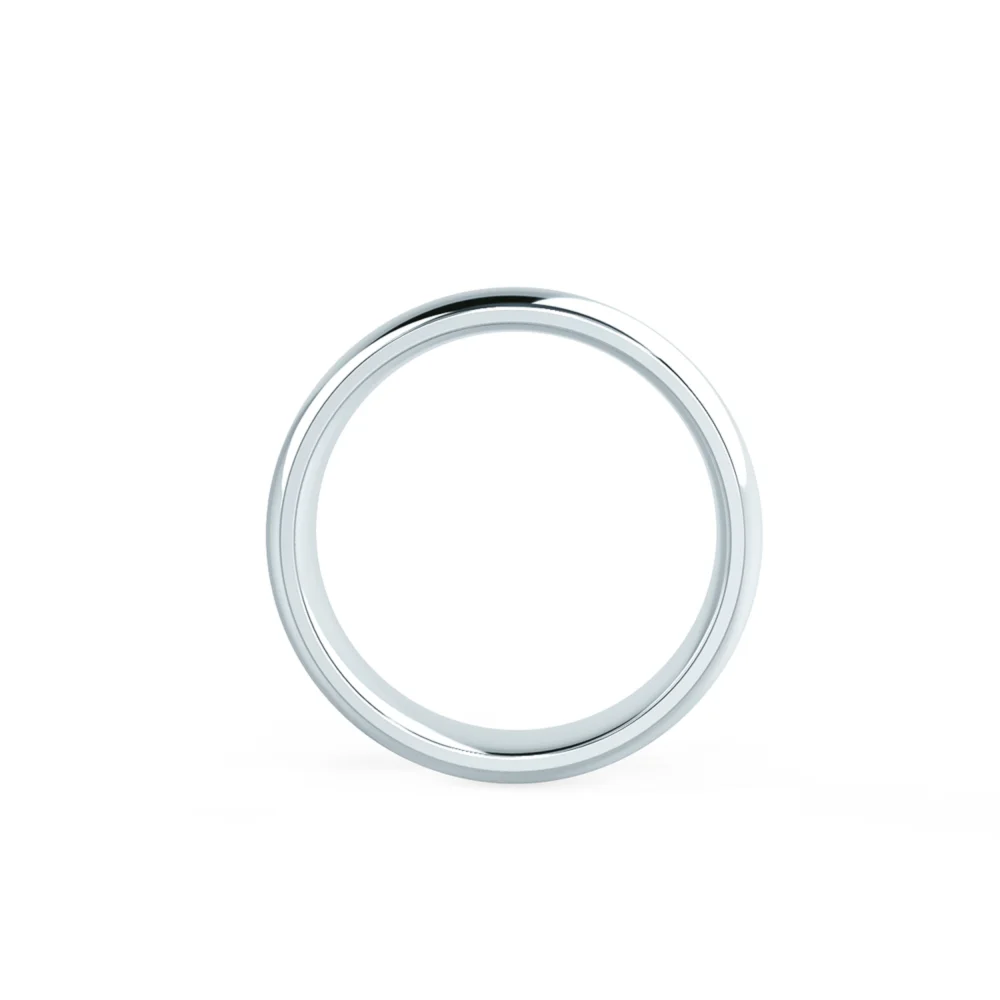 Men's Matte Rounded Wedding Band in White Gold Design-205