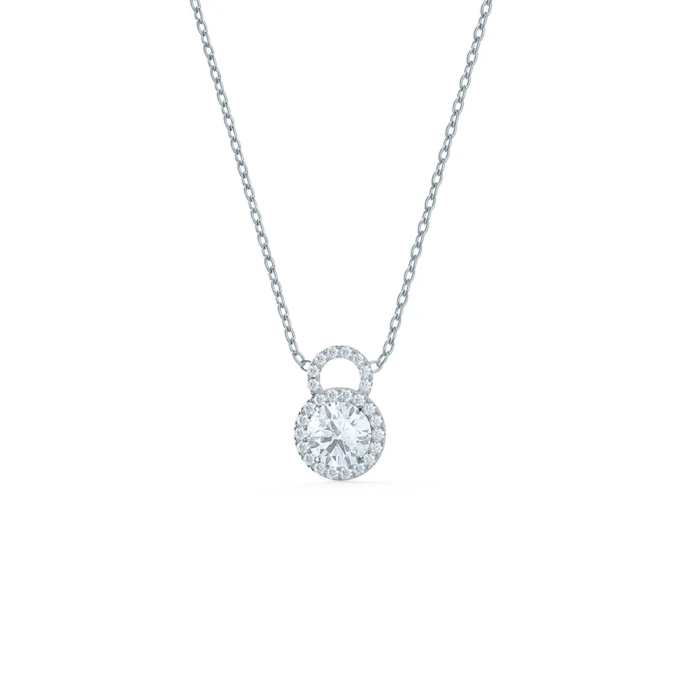 Royal Two Halo Lab Created Diamond Pendant in Platinum Design-059