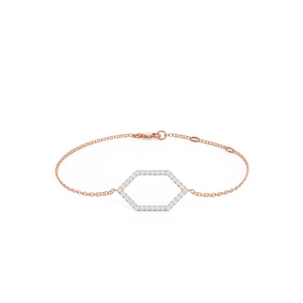 Open Hexagon 6th Element Lab Created Diamond Fashion Bracelet in Rose Gold Design-051