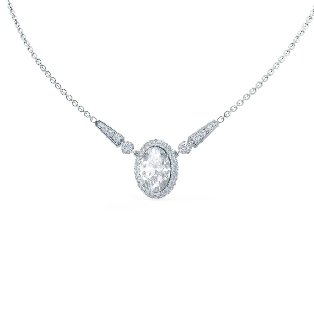 Royal Antique Oval Lab Created Diamond Pendant in Platinum Design-061
