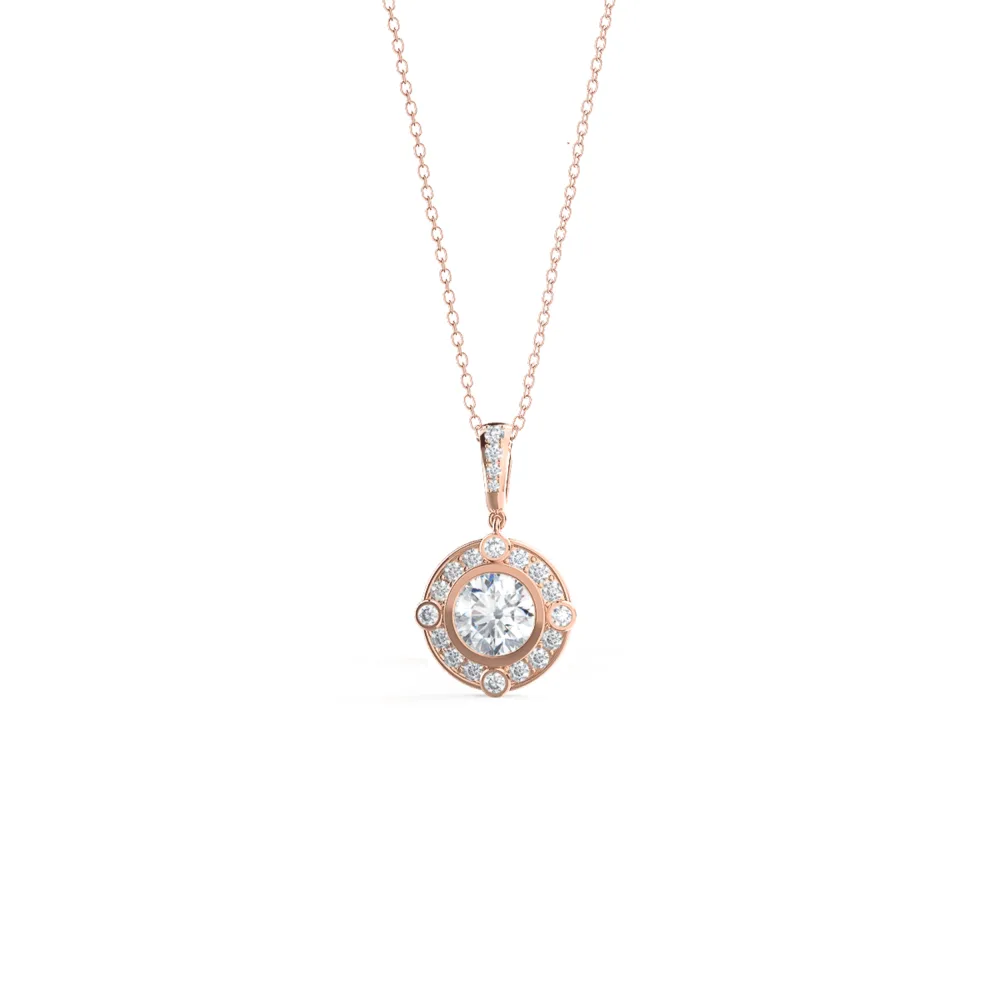 Compass Lab Created Diamond Pendant in Rose Gold Design-065