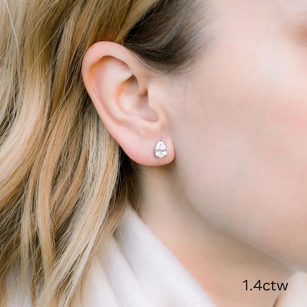 white gold 1.4 ctw pear stud earrings made with man made diamonds ADA Diamonds ad 291
